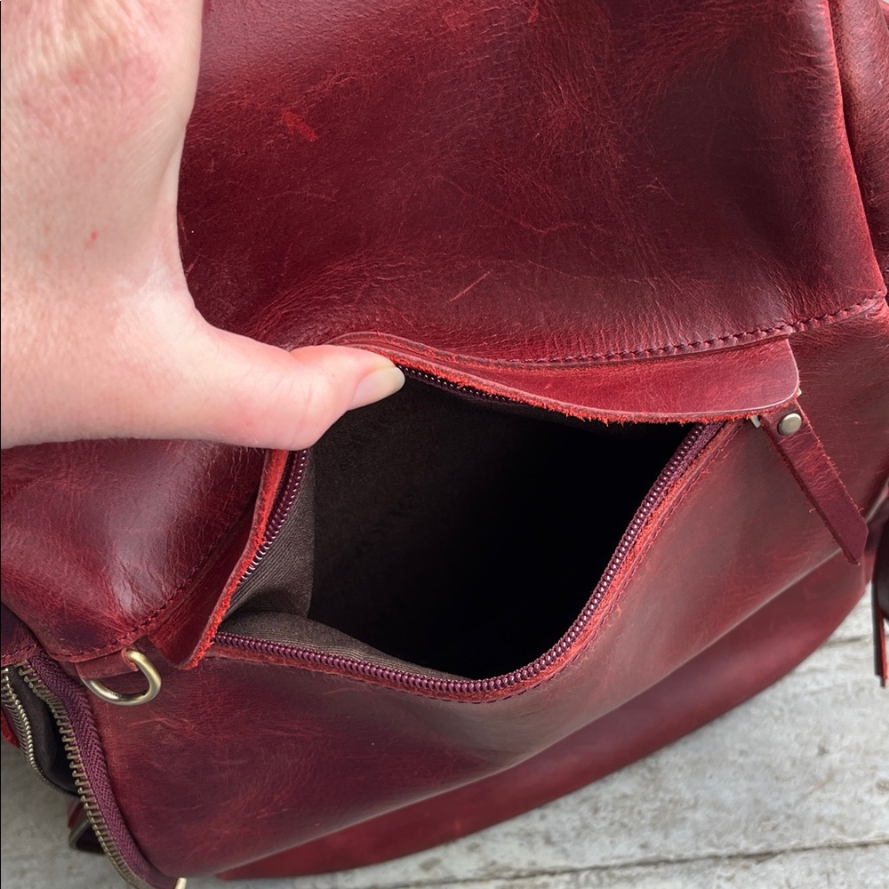 Chic Red Leather Backpack - Picture 11 of 14
